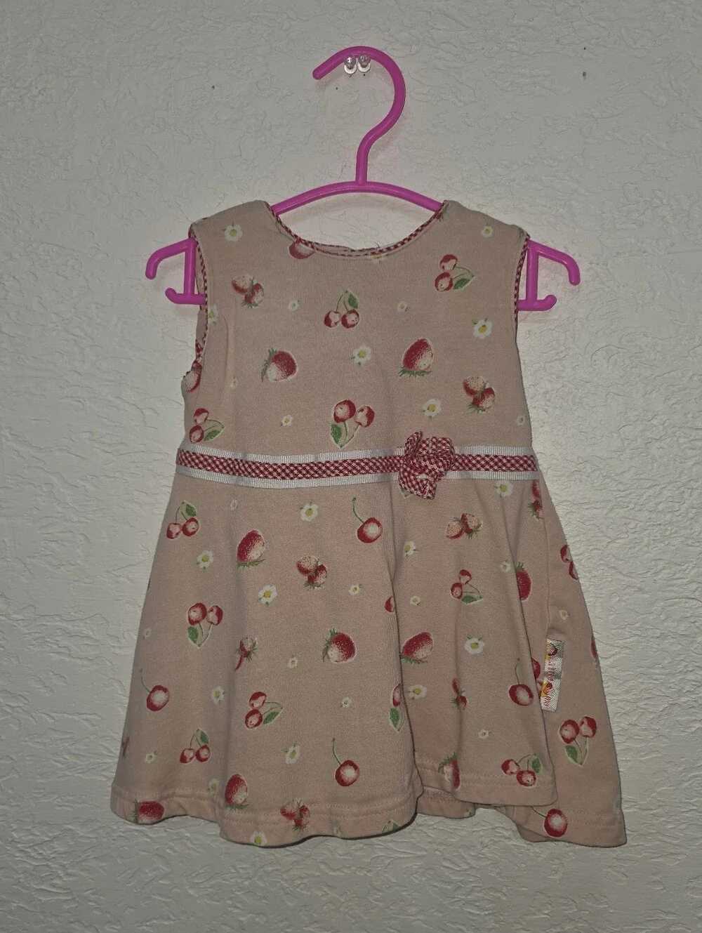 Girls Pink Cherry Print Sleeveless Dress Little Me 9 Months